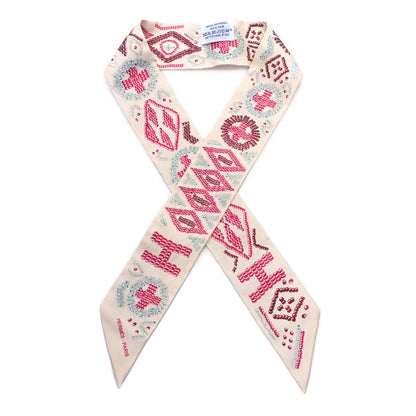 Hermes Silk Kelly en Perles Twilly Creme Framboise 1 of 3