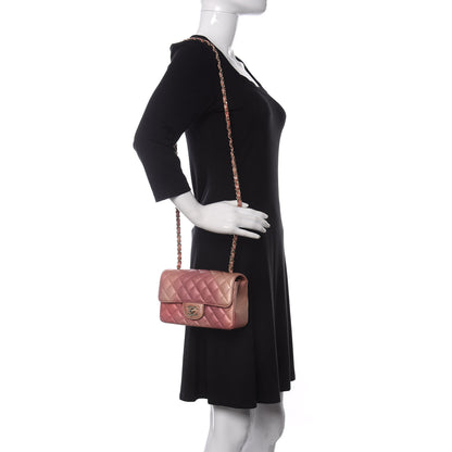 Chanel Metallic Lambskin Quilted Ombre Mini Rectangular Flap Pink 2 of 10