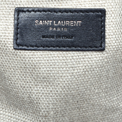 Saint Laurent Linen Calfskin Rive Gauche Tote Optic White 6 of 8