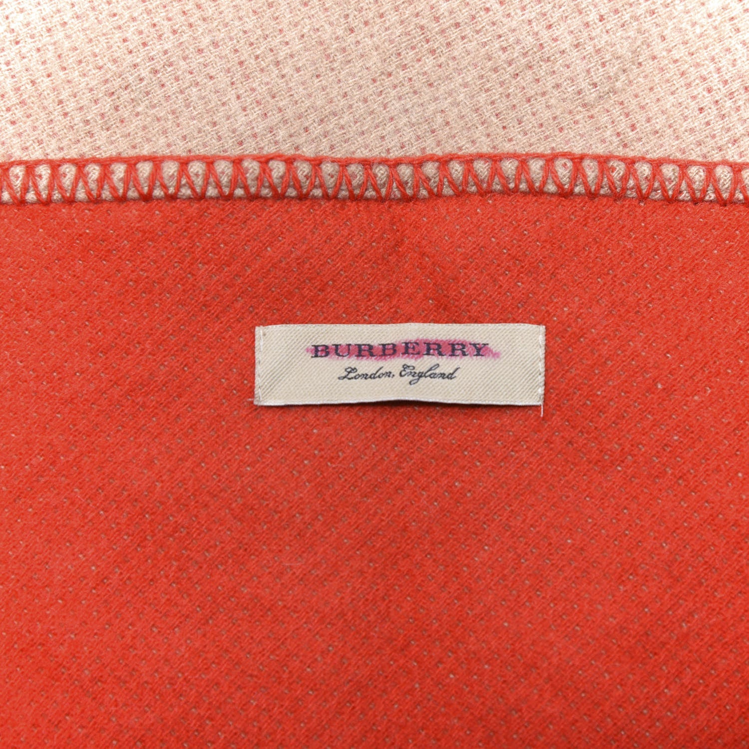 Burberry Cashmere Logo Triangle Fringe Cape Scarf Scarf Camel Red 2 of 4
