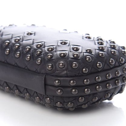 Bottega Veneta Waxy Nappa Intrecciato Knot Studded Clutch Gray 8 of 8