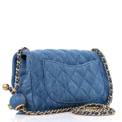 Chanel Denim Quilted Mini Pearl Crush Rectangular Flap Blue 3 of 9