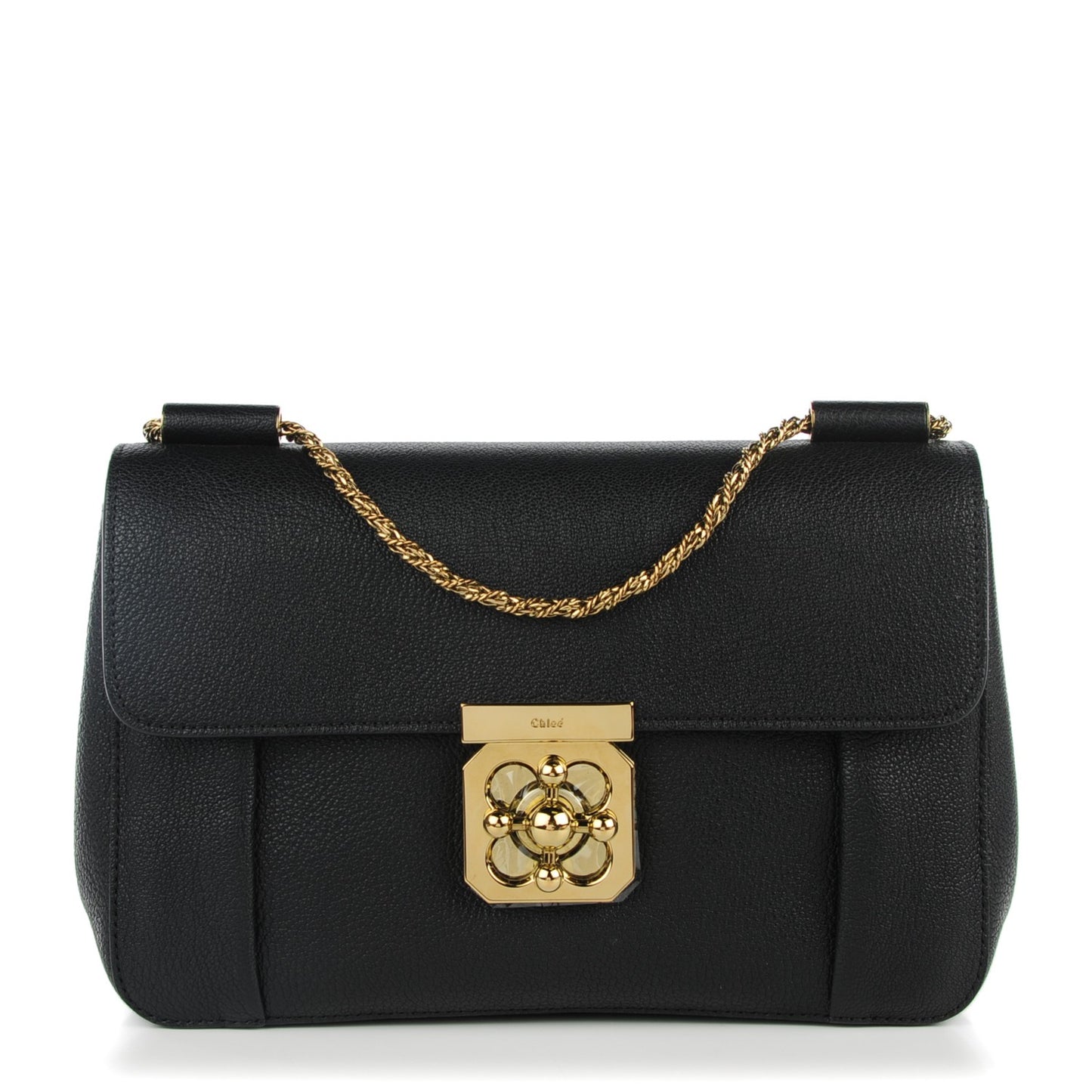 Calfskin Medium Elsie Shoulder Bag Black