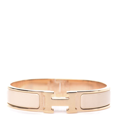 Hermes Enamel Narrow Clic Clac H Bracelet PM Beige Nacre 1 of 6