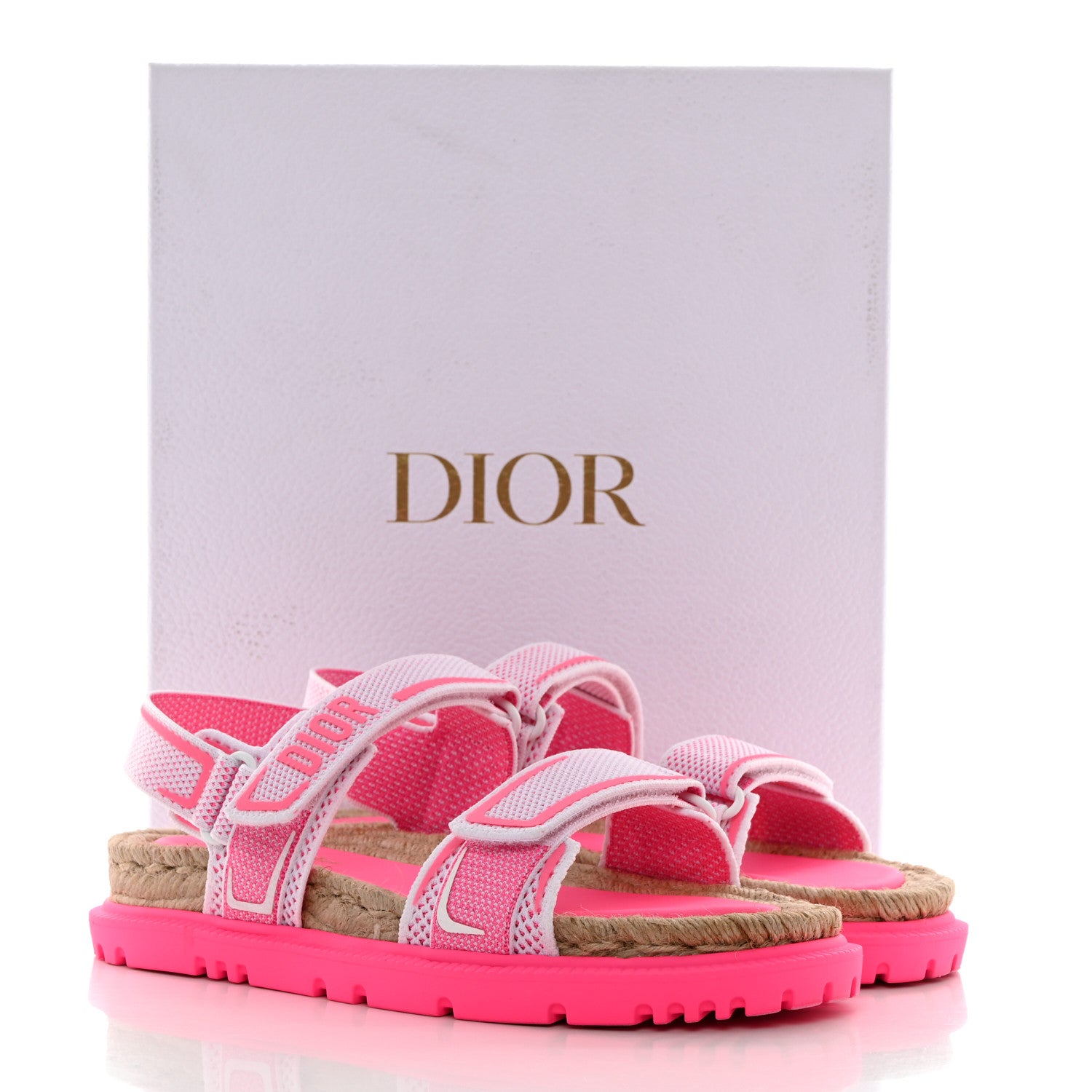 Christian Dior Technical Knit Jute Dioract 10mm Sandals 40.5 White Fuchsia 11 of 11