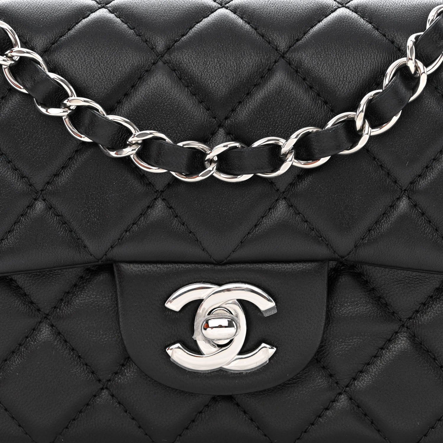 Chanel Lambskin Quilted Mini Rectangular Flap Black 8 of 12
