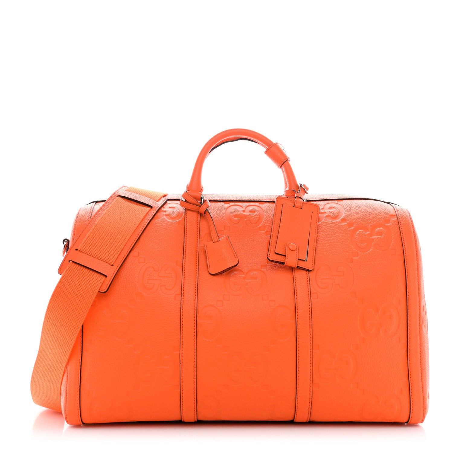 Gucci Piuma Calfskin Jumbo GG Embossed Large Duffle Bag Good Orange 1 of 10