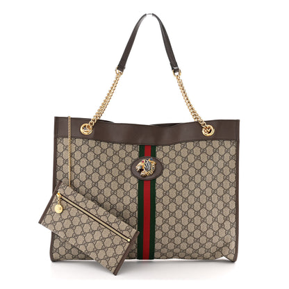 Gucci GG Supreme Monogram Large Rajah Chain Tote Beige New Acero 2 of 12