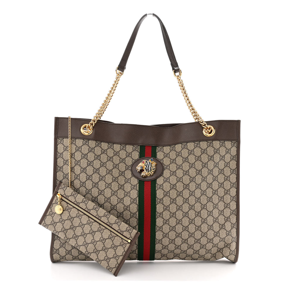 Gucci GG Supreme Monogram Large Rajah Chain Tote Beige New Acero ...