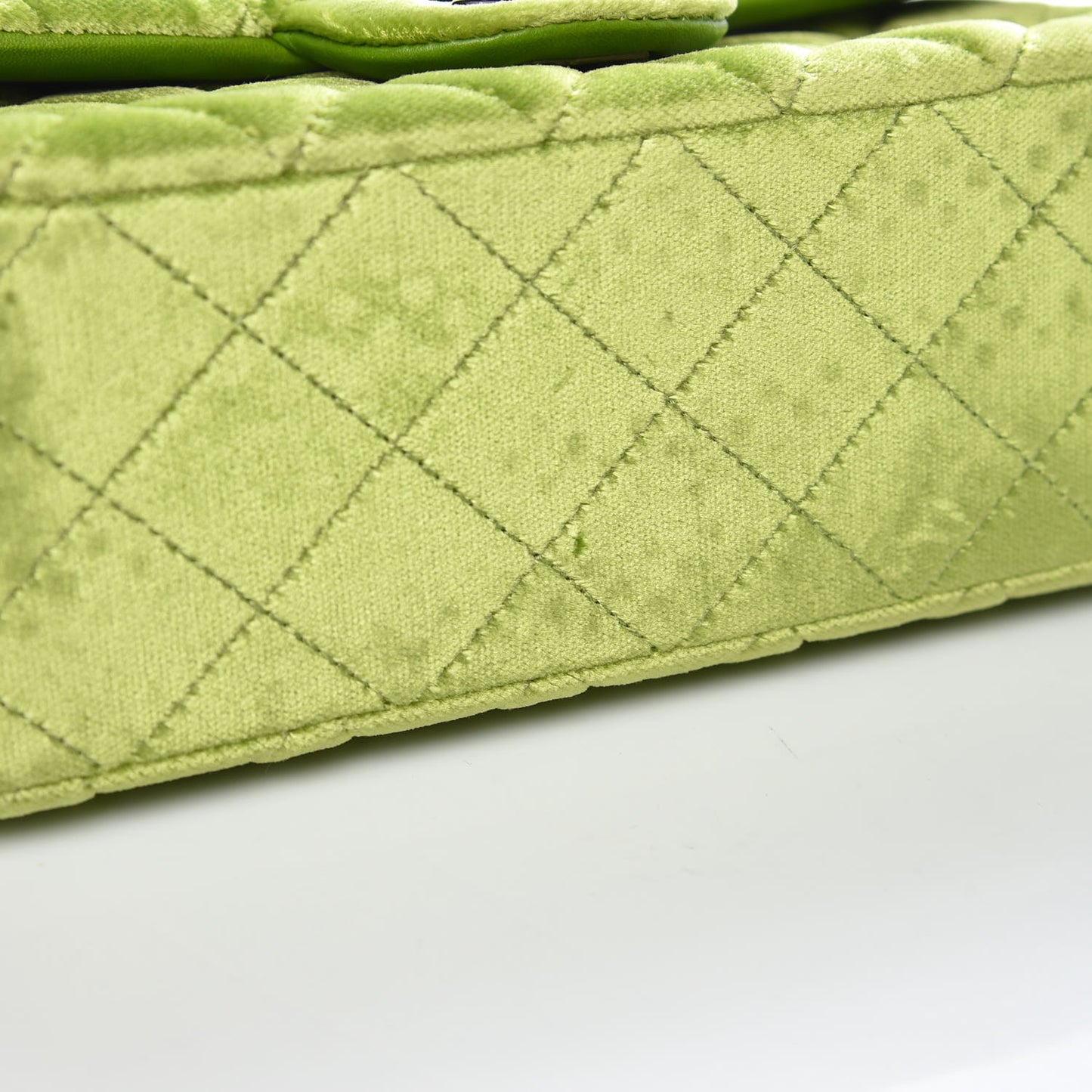 Velvet Quilted Mini Rectangular Flap Green