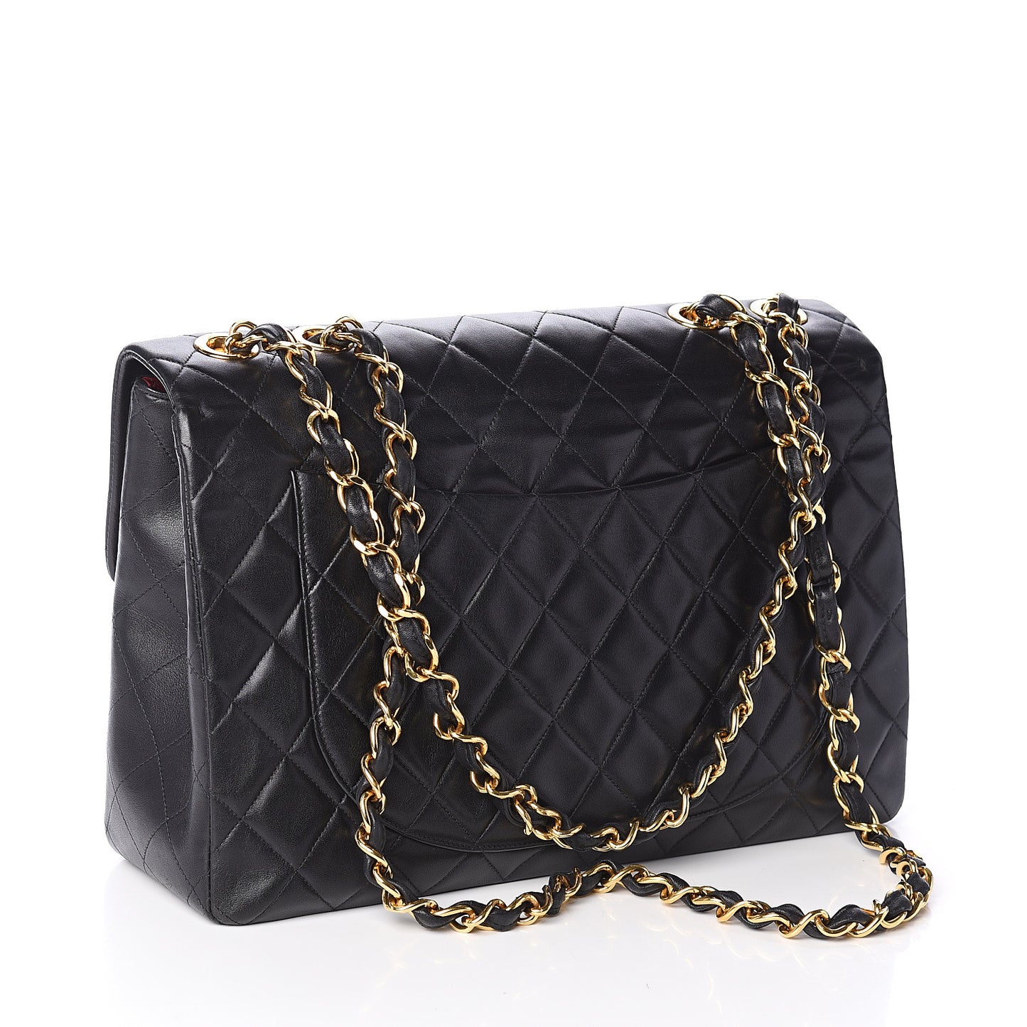 Lambskin Quilted XL Jumbo Single Flap Black