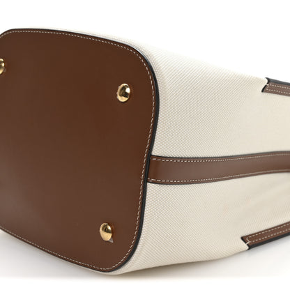 Burberry Canvas Cotton Small Peggy Bucket Bag Natural Gold 18 of 19