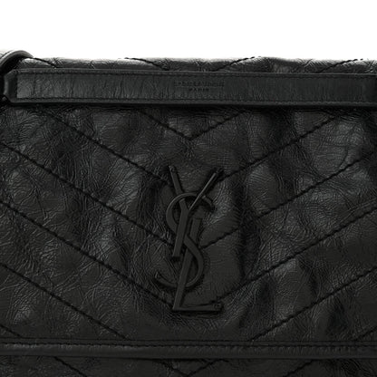 Saint Laurent Crinkled Calfskin Matelasse Monogram Medium Niki Chain Satchel Black 8 of 10