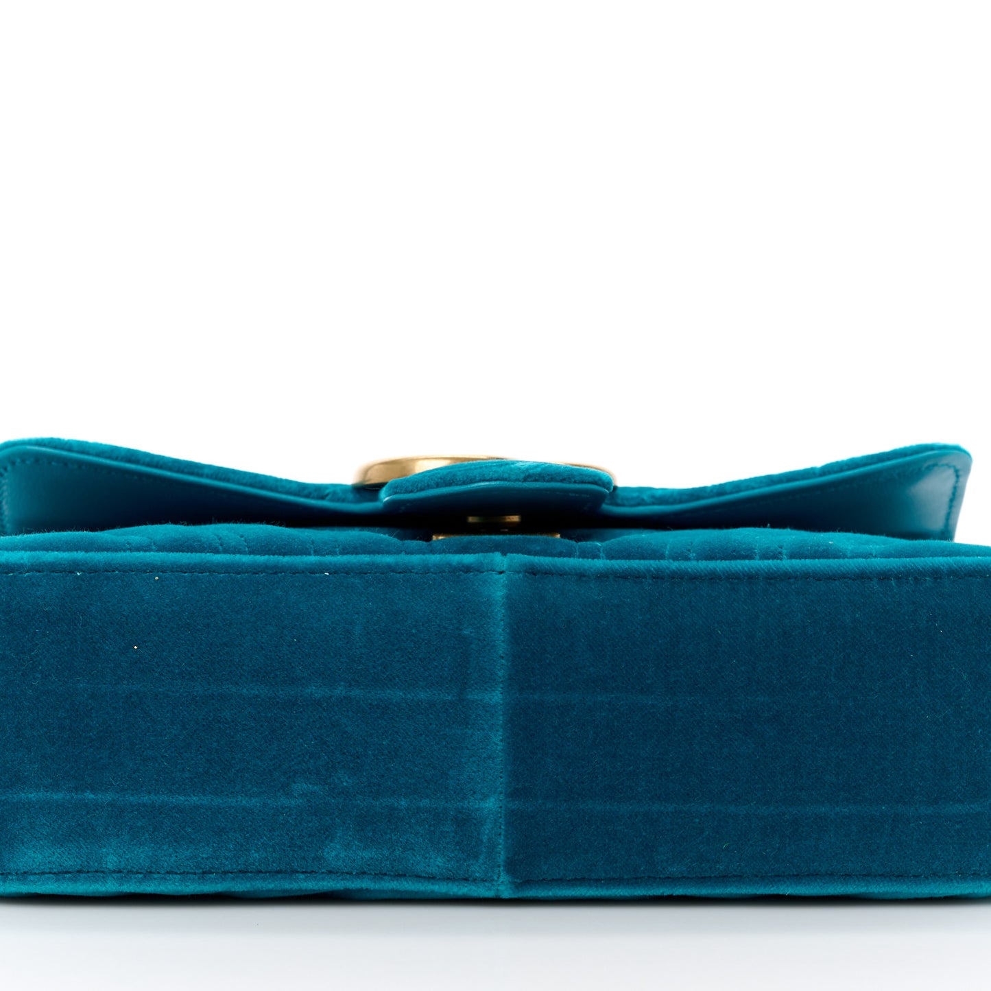 Velvet Matelasse Mini GG Marmont Shoulder Bag Pavone Cyan