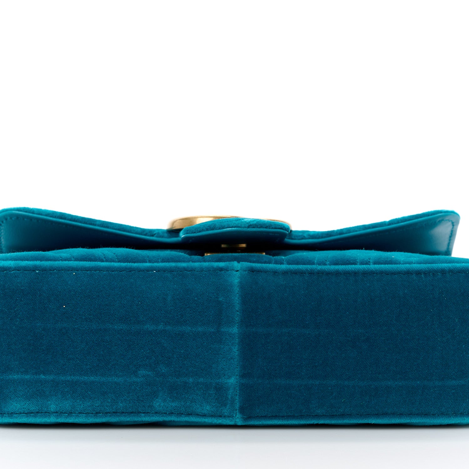 Gucci Velvet Matelasse Mini GG Marmont Shoulder Bag Pavone Cyan 13 of 14