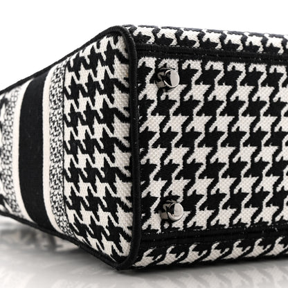 Christian Dior Canvas Houndstooth Embroidered Medium Lady D-Lite Black White 9 of 12