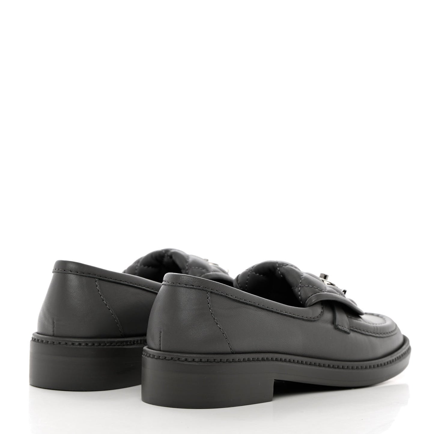 Lambskin Quilted CC Turnlock Loafers 36 Grey