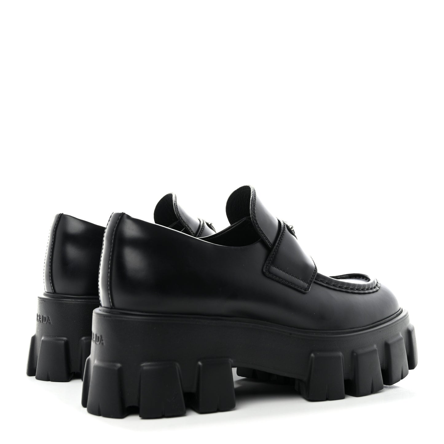Spazzolato Rois Metal Triangle Logo Monolith 55mm Loafers 38 Black