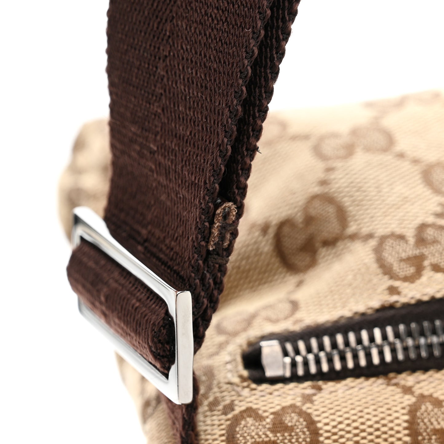 GG Monogram Double Pocket Belt Bag Dark Brown