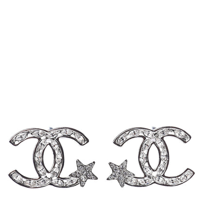 Chanel Crystal CC Starfall Earrings Silver 1 of 4