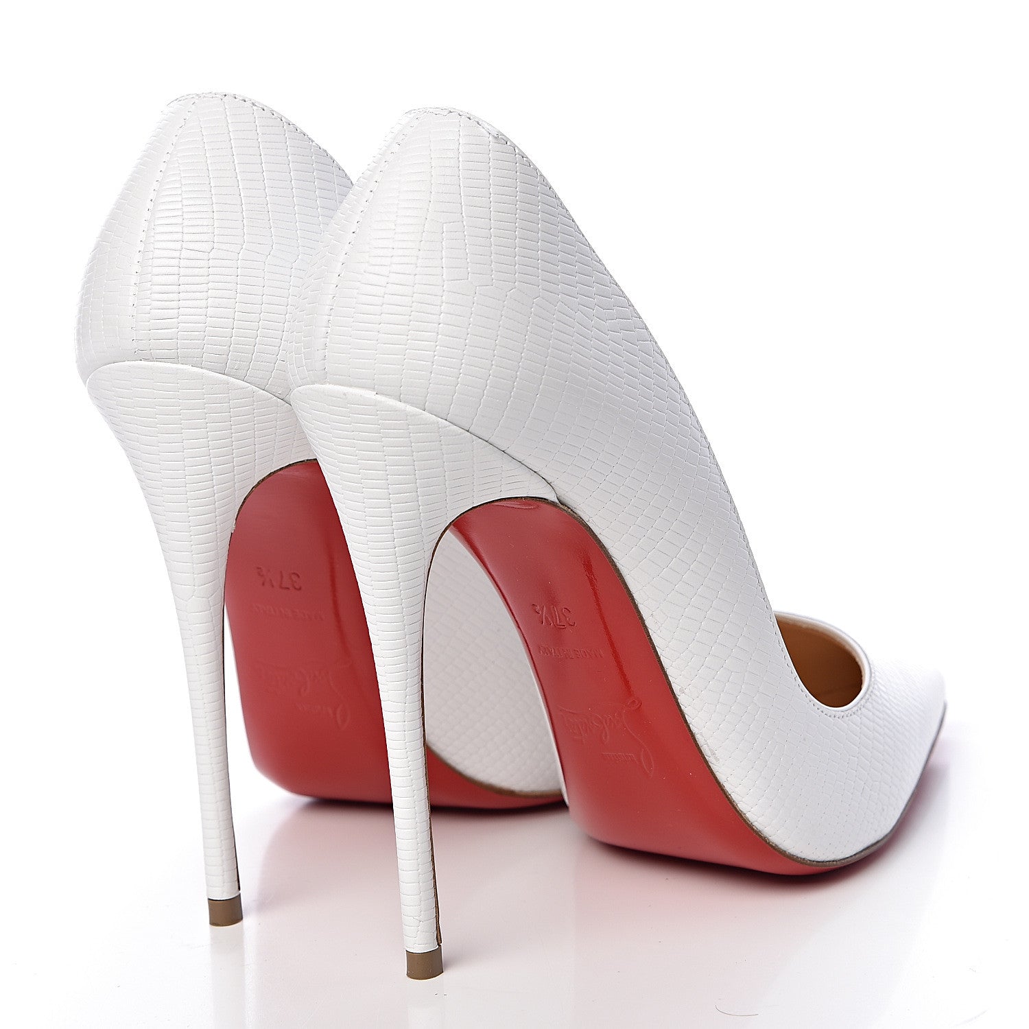 Christian Louboutin Calfskin Lizard Embossed So Kate 120 Pumps 37.5 White 4 of 12