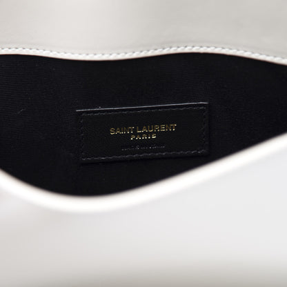 Saint Laurent Smooth Shiny Calfskin Monogram Uptown Pouch White 7 of 10