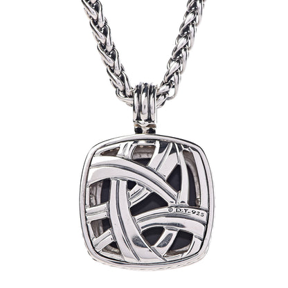 David Yurman Sterling Silver Diamond Black Onyx 20mm Albion Pendant Necklace 6 of 6