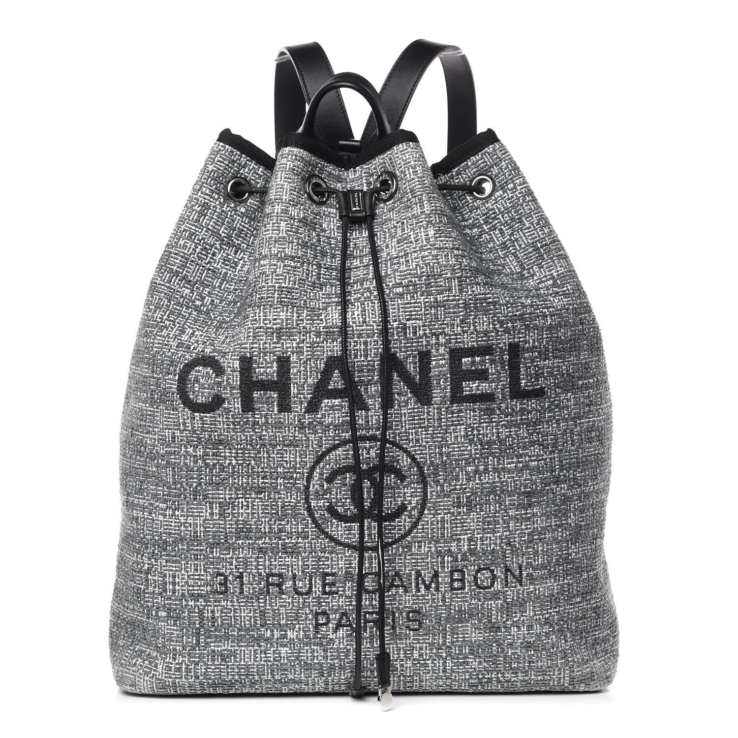 Chanel Canvas Large Deauville Backpack Charcoal 1 of 11