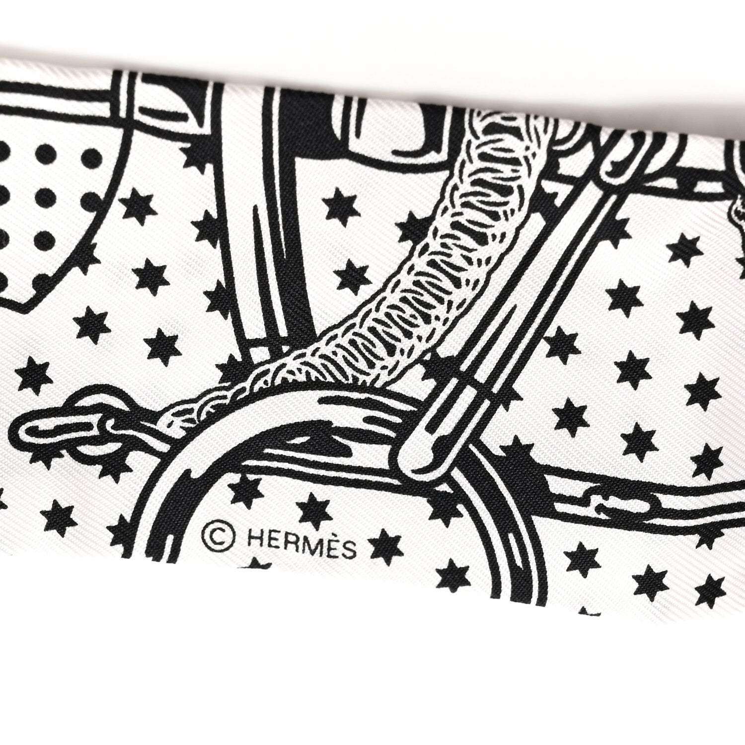 Hermes Silk Eperon D'Or Bandana Twilly White Marine 3 of 4