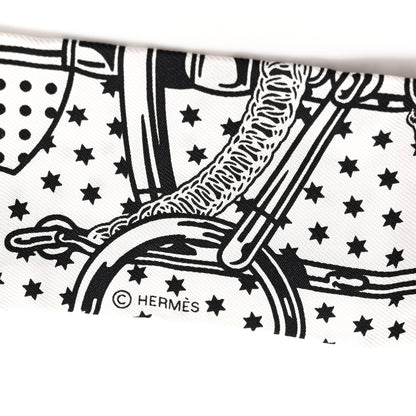 Hermes Silk Eperon D'Or Bandana Twilly White Marine 3 of 4