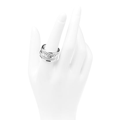 David Yurman Sterling Silver Diamond 16mm Stax Wide Stacked Ring 58 8.25 2 of 5