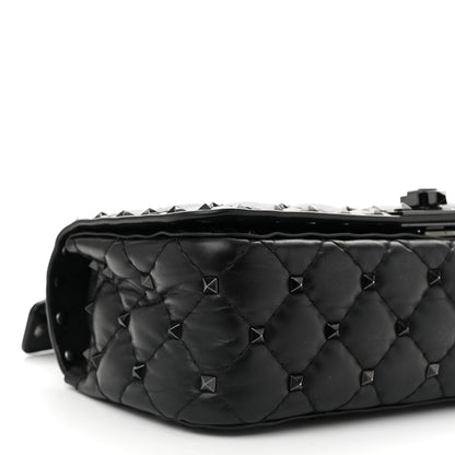 Valentino Garavani Calfskin Tonal Rockstud Spike Convertible Shoulder Bag Black 8 of 9