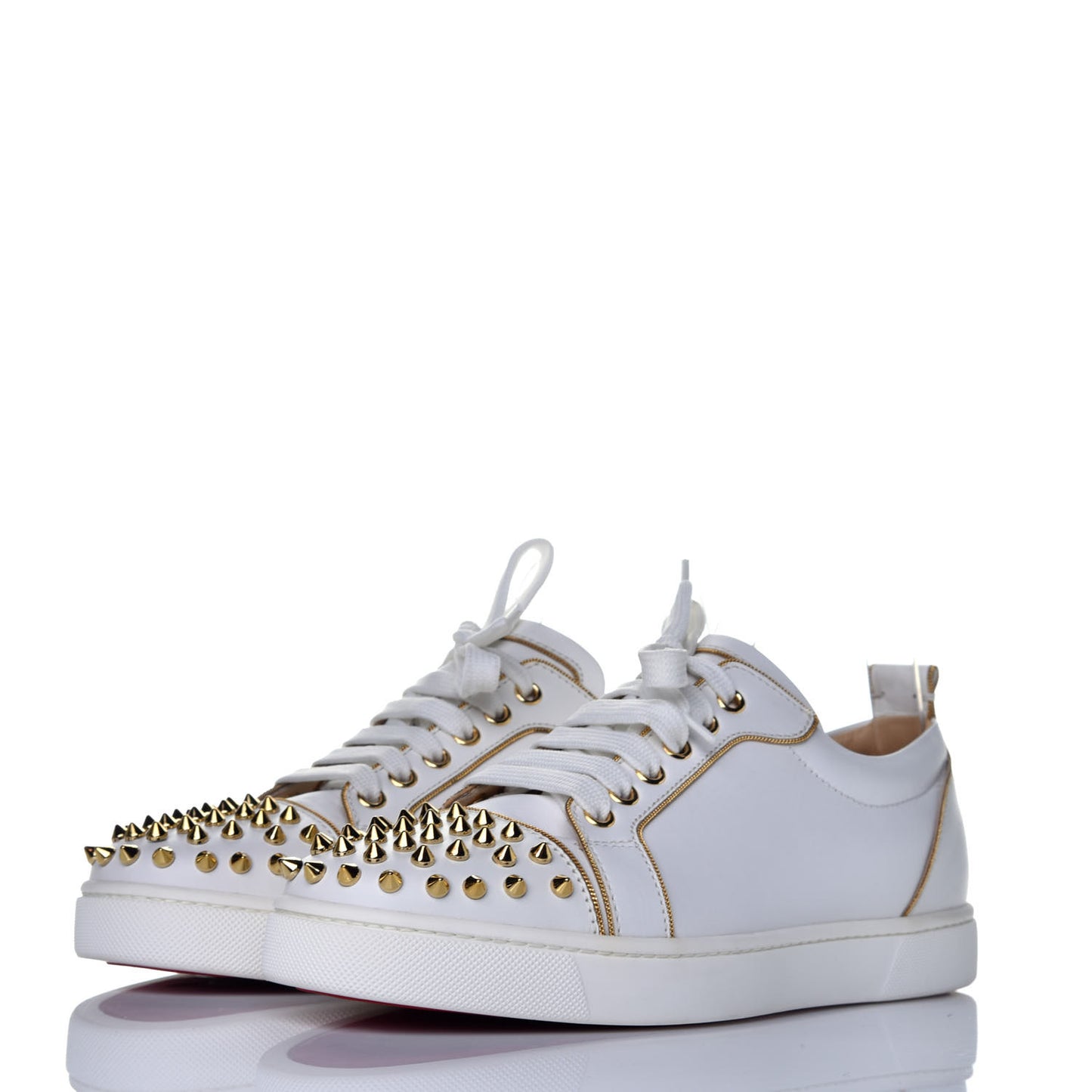 Calfskin Spikes Womens Rush Flat Sneakers 39 White Gold