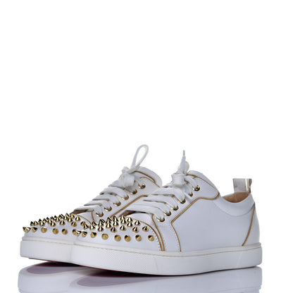 Christian Louboutin Calfskin Spikes Womens Rush Flat Sneakers 39 White Gold 3 of 9