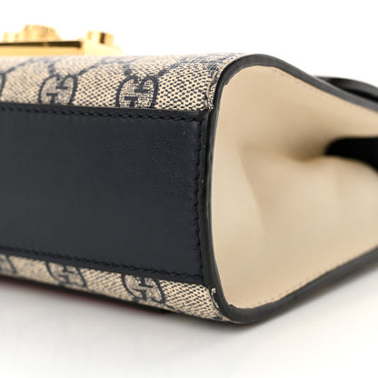 Gucci GG Supreme Monogram Moon Calfskin Small Padlock Shoulder Bag Beige Blue Mystic White Hibiscus Red 10 of 13