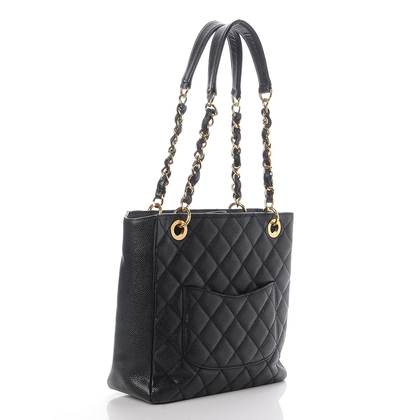 Caviar Quilted Petit Shopping Tote PST Black