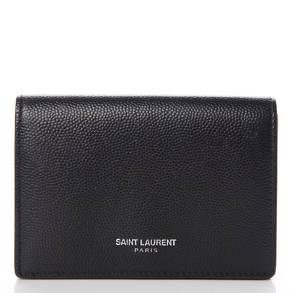 Saint Laurent Grain De Poudre Business Card Case Black 1 of 9