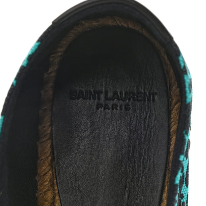 Saint Laurent Canvas Leopard Print Espadrilles 37.5 Aqua Black 7 of 8