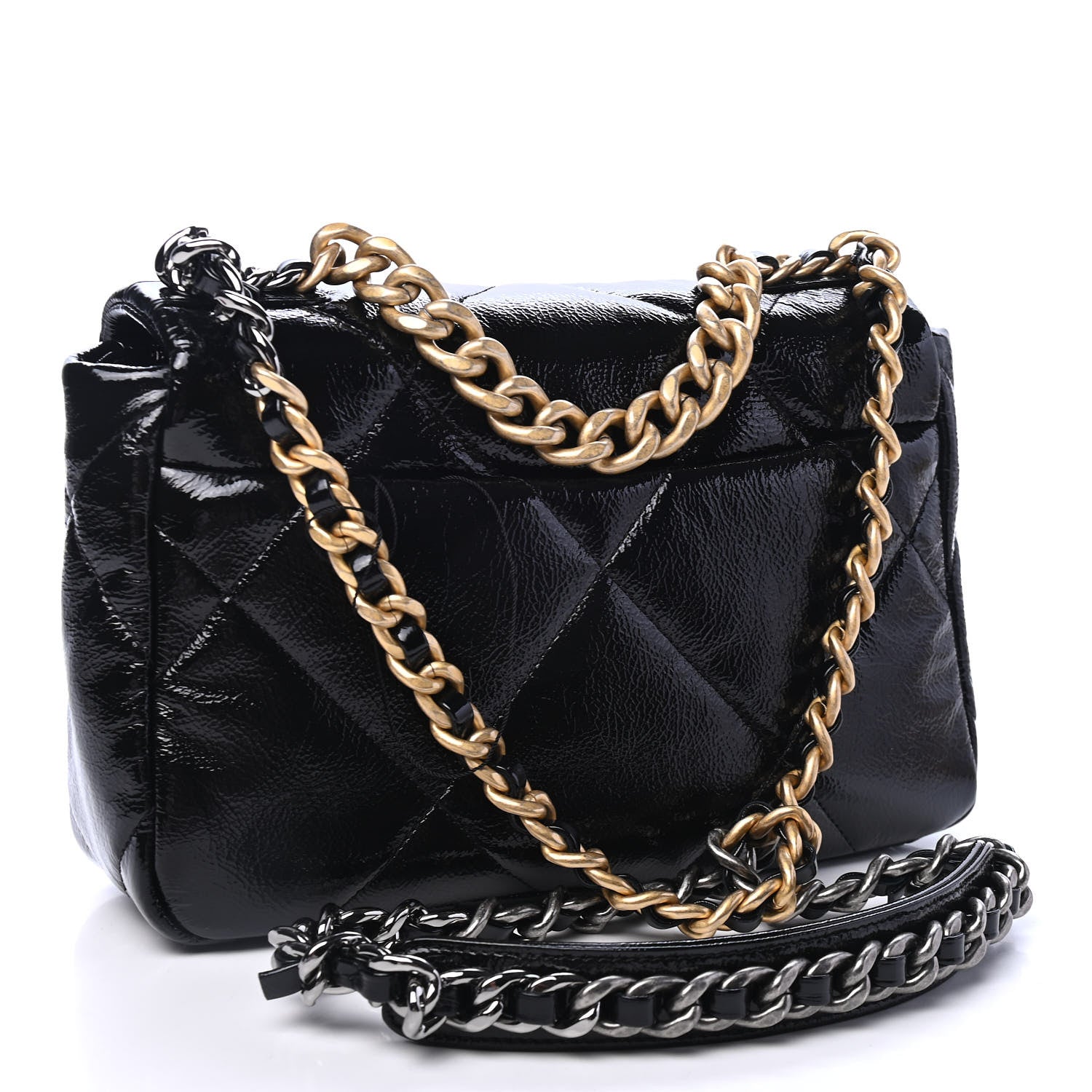 Chanel Shiny Crumpled Calfskin Quilted Medium Chanel 19 Flap Black 2 of 4