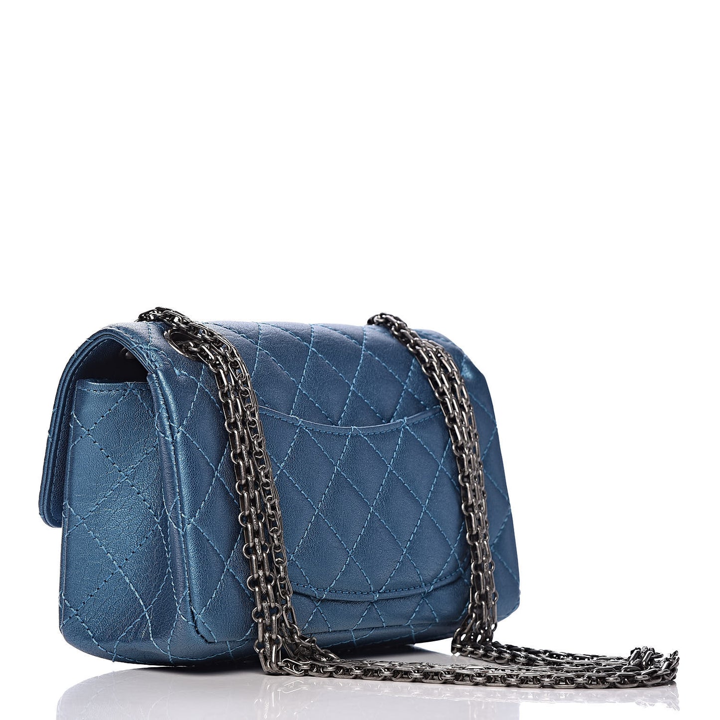 Metallic Sheepskin Quilted 2.55 Reissue Mini Flap Blue