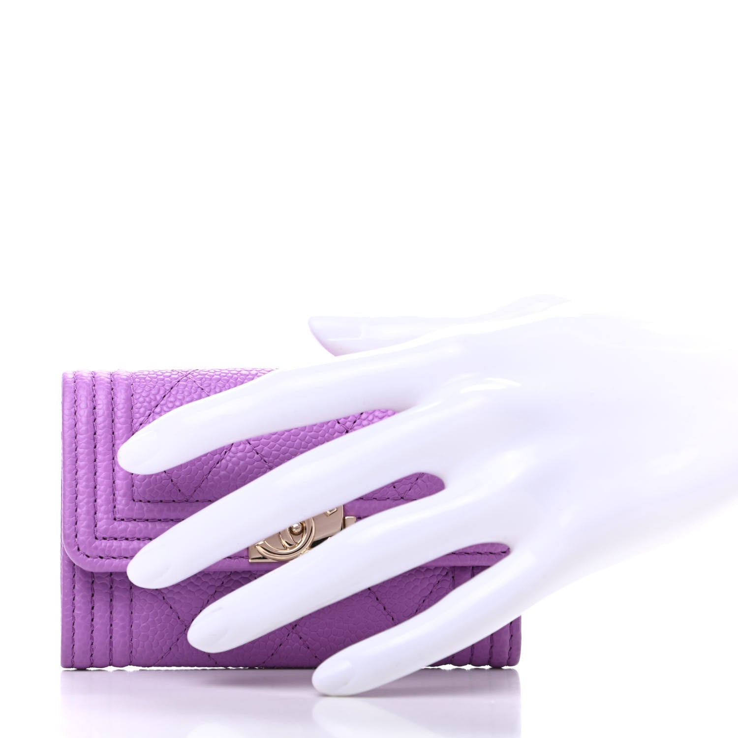 Chanel Caviar Quilted Boy Flap Card Holder Purple 2 of 10