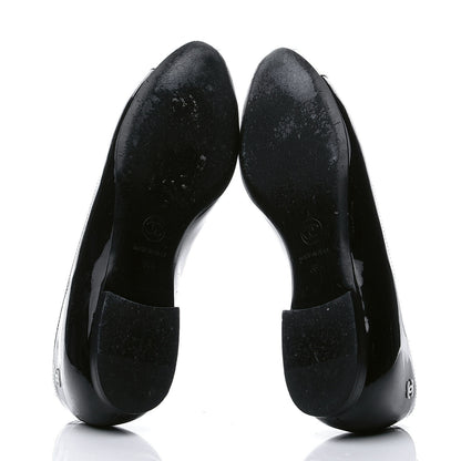 Chanel Patent Cap Toe Ballerina Flats 36.5 Black White 5 of 10