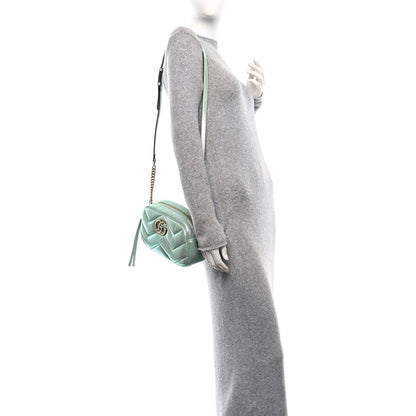 Gucci Iridescent Nappa Chevron Matelasse Small GG Marmont Chain Shoulder Bag Iridescent Salvy Green 2 of 11
