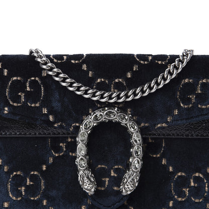 Gucci Velvet GG Monogram Super Mini Dionysus Shoulder Bag Blue Beige Black 9 of 10