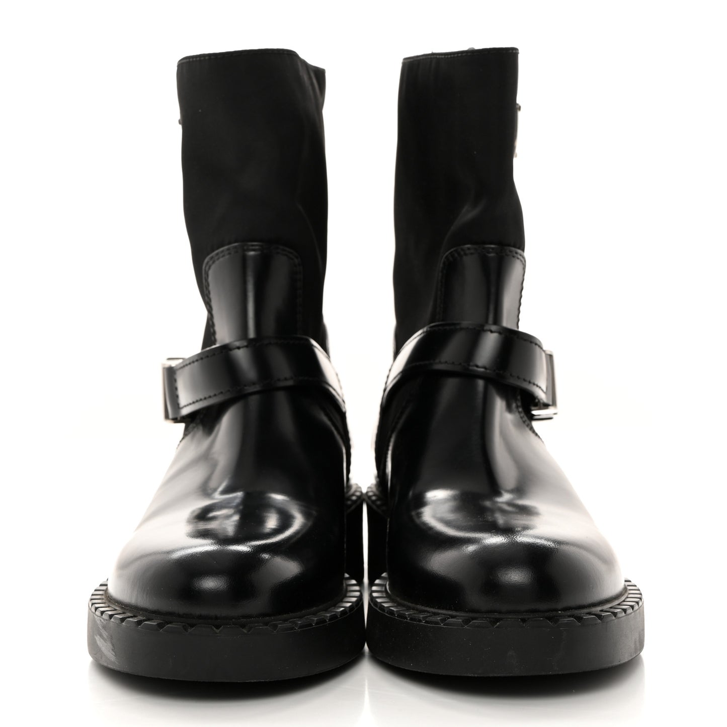 Spazzolato Re-Nylon Metal Triangle Logo Buckled 50mm Biker Boots 36.5 Black