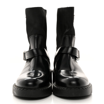 Prada Spazzolato Re-Nylon Metal Triangle Logo Buckled 50mm Biker Boots 36.5 Black 2 of 9