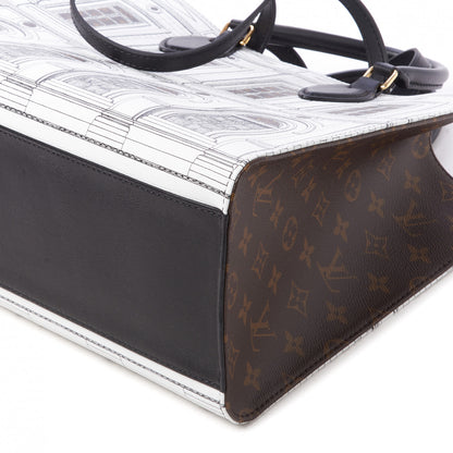 Louis Vuitton X FORNASETTI Calfskin Architettura Onthego MM Black White 5 of 8