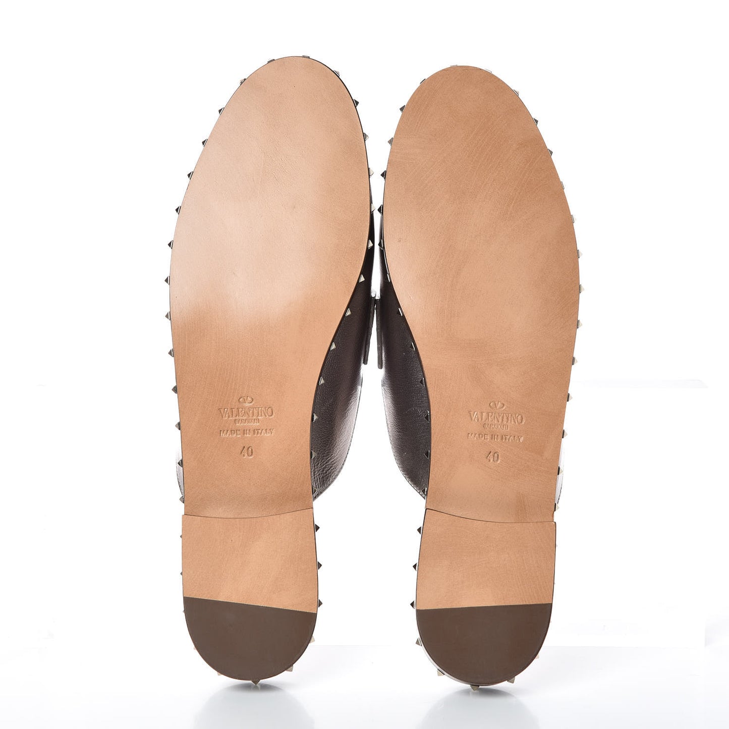 Metallic Lambskin Soul Rockstud Flat Mules 40 Silver