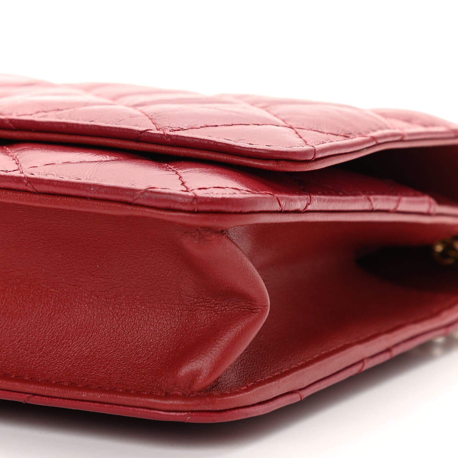 Chanel Aged Calfskin Quilted Reissue Wallet On Chain WOC Red 11 of 12