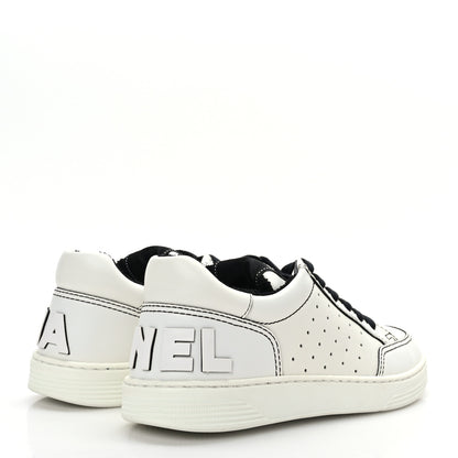 Chanel Calfskin Womens Logo Sneakers 36.5 Black White 4 of 7